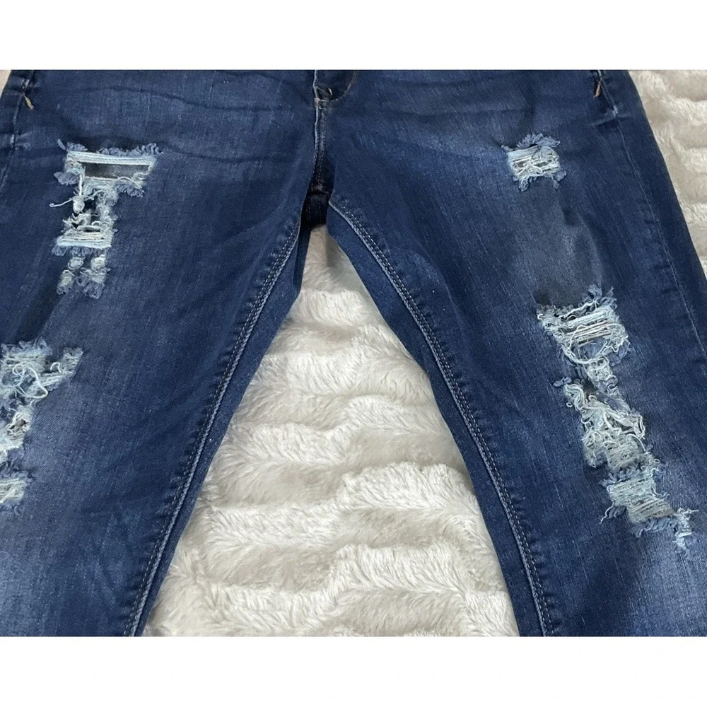 Express  Womens 12S  Blue Denim Jeans Cotton Stretch Distressed Mid Rise Legging